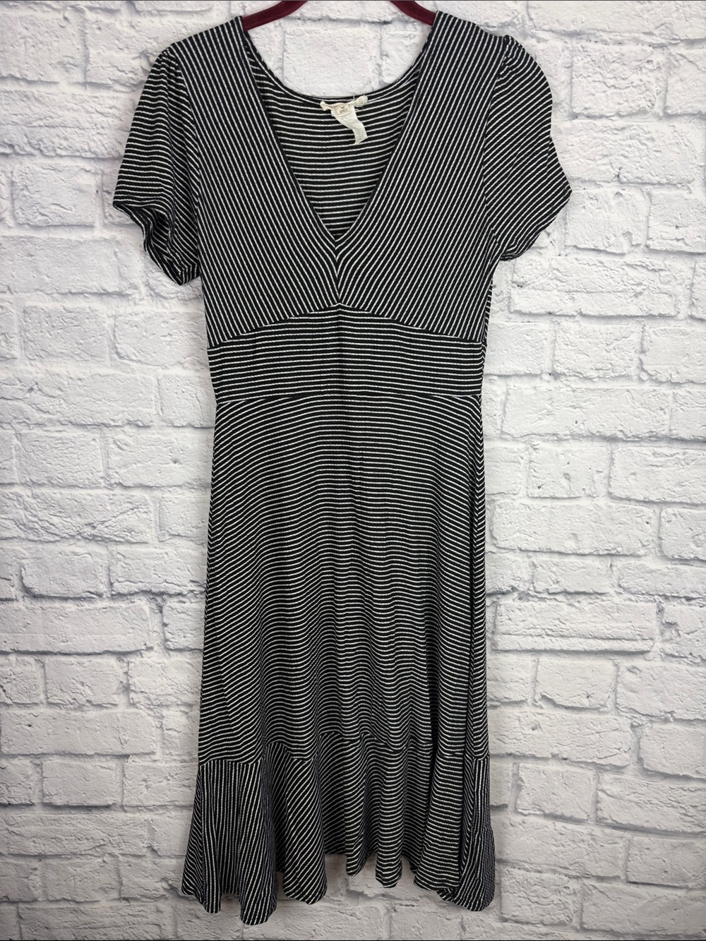 Rolla Coster Midi Black and White Striped Dress Size medium